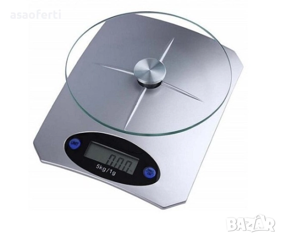 ⚖️ Електронна Кухненска Везна – 1 гр до 5 кг, Стъклен Плот и Функция ТАРА (TARE), снимка 2 - Електронни везни - 52646290