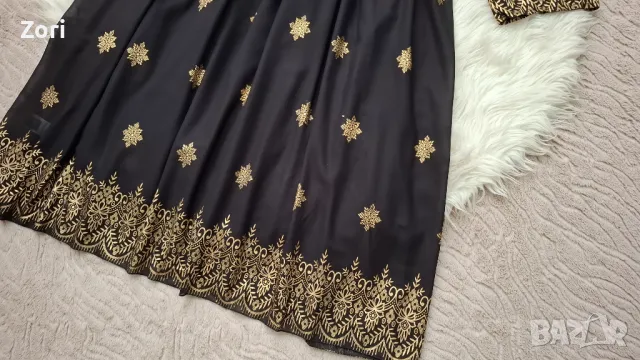 РАЗКОШНА черна рокля със златиста щампа 2ХЛ/3ХЛ размер , снимка 17 - Рокли - 50175291