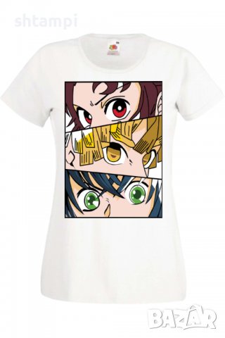 Дамска тениска Аниме Манга Demon Slayer Trio,Анимация,игра,Празник,Повод., снимка 2 - Тениски - 38058729