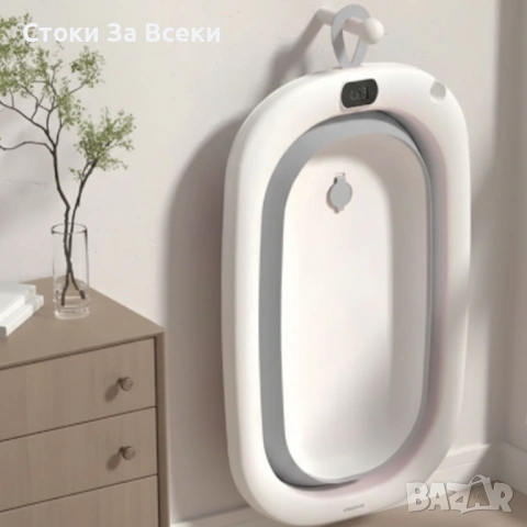 Сгъваема бебешка вана с термометър и мека възглавница, снимка 2 - За банята - 53050719
