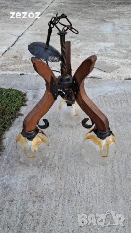 Абажур метал и дърво, снимка 6 - Лампи за таван - 50805473