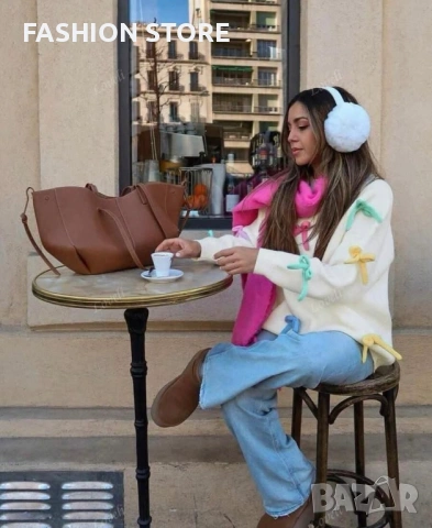 Дамски пуловер с панделки, снимка 2 - Блузи с дълъг ръкав и пуловери - 53060535