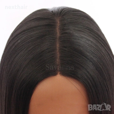 Права черна перука 40 см с дантела 13×4×1, снимка 8 - Аксесоари за коса - 53019237