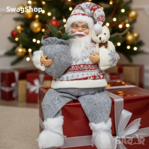 Голям Дядо Коледа с торба и мече - Атмосфера, уют и празничен стил, снимка 3 - Декорация за дома - 52870663