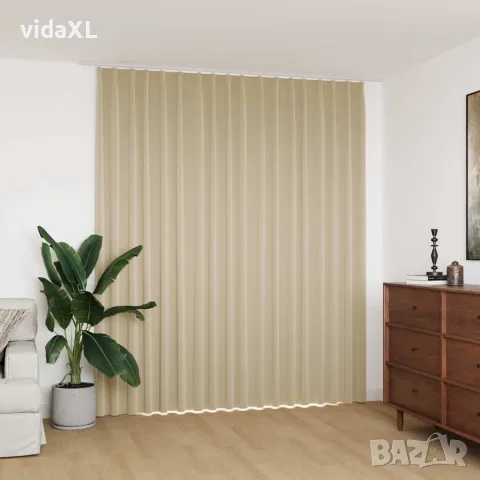 vidaXL Затъмняваща завеса с куки, бежова, 290x245 см, снимка 2 - Пердета и завеси - 56146029