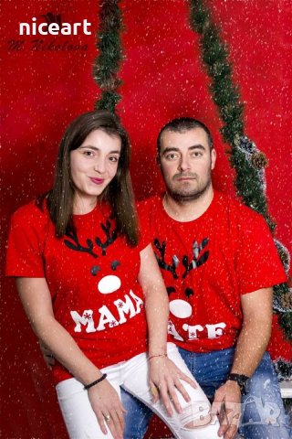 Коледни тениски за фотосесия, снимка 13 - Тениски - 42378775