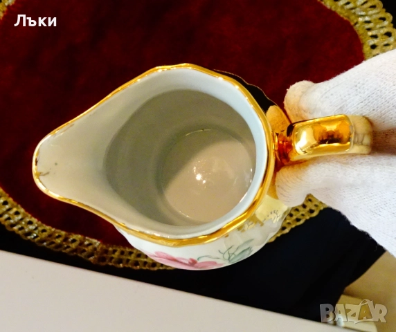 Каничка баварски порцелан,чисто злато,роза,барок. , снимка 4 - Антикварни и старинни предмети - 52056147