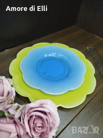 Големи плата ARCOPAL (Франция) – Лимоненожълто закалено стъкло – 4 бр. (Цена за брой), снимка 5 - Чинии - 53918727