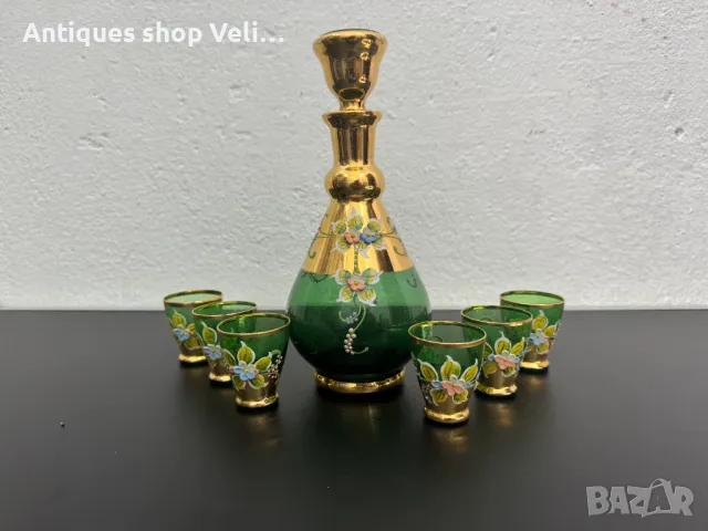 Гарафа и чаши Murano №6723 , снимка 2 - Антикварни и старинни предмети - 49729787