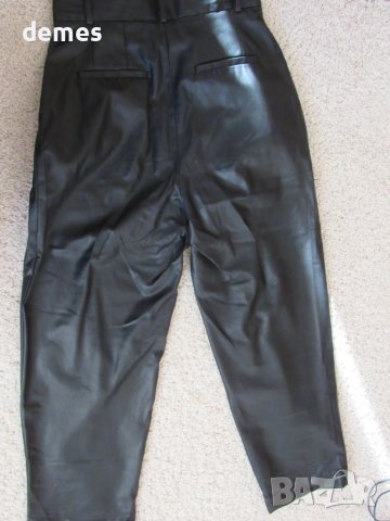 Н&M-7/8 дамски черен кожен панталон размер 38 UK 10, снимка 9 - Панталони - 44602976