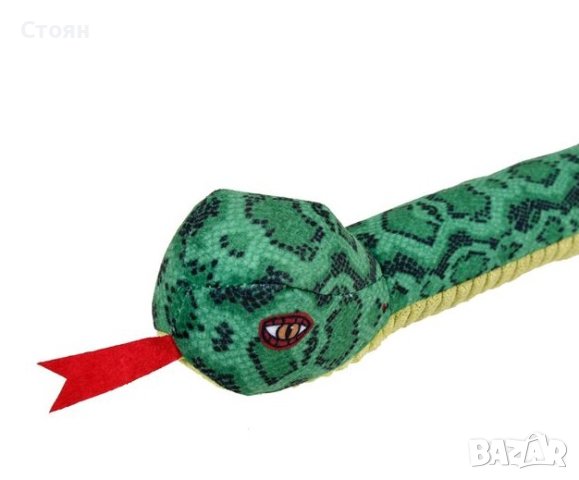 Играчка за куче Плюшена змия зелена с дрънкалка 46 см, снимка 2 - За кучета - 42351104