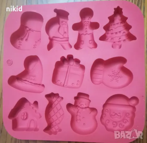 11 Коледни Елха подарък къща папка ръкавица човече силиконов молд фрома фондан шоколад гипс декор, снимка 2 - Форми - 47455086