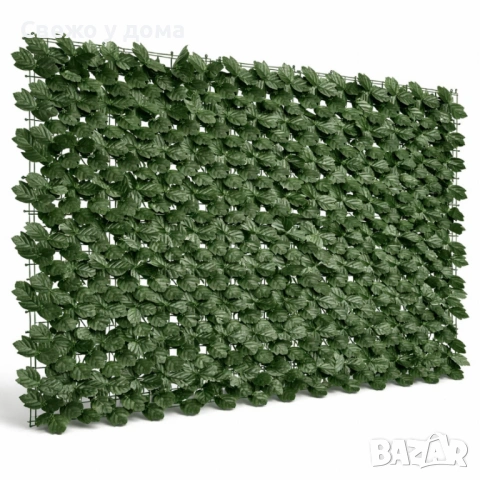 Изкуствен жив плет от бръшлян 1.5 x 3 м – UV устойчив, плътна зелена стена за балкон и ограда, снимка 3 - Декорация за дома - 54213210