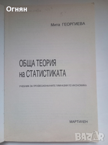 Обща теория на статистиката - Мита Георгиева, снимка 2 - Художествена литература - 54174383