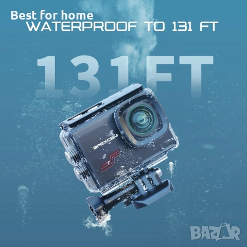 Apexcam Екшън камера 4K сензорен екран, 131 фута водоустойчива подводна камера, снимка 6 - Камери - 52926509