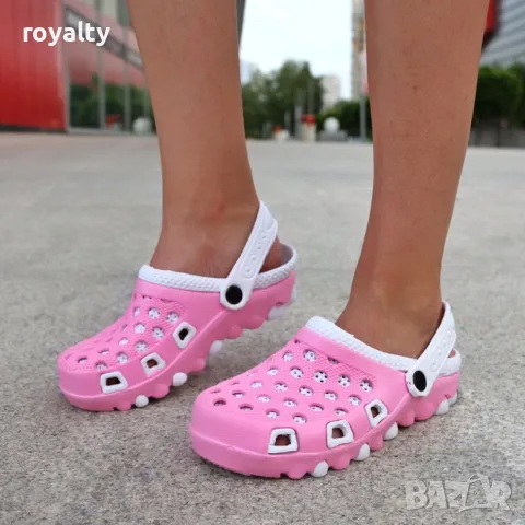 Равни чехли - бяло с розово