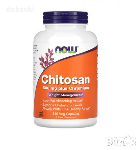 Хитозан за отслабване NOW Foods, Chitosan, 500 mg, 240 Veg Capsules