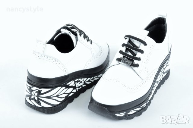 НОВО! Бели дамски обувки с ефектна платформа, снимка 3 - Дамски ежедневни обувки - 42810835