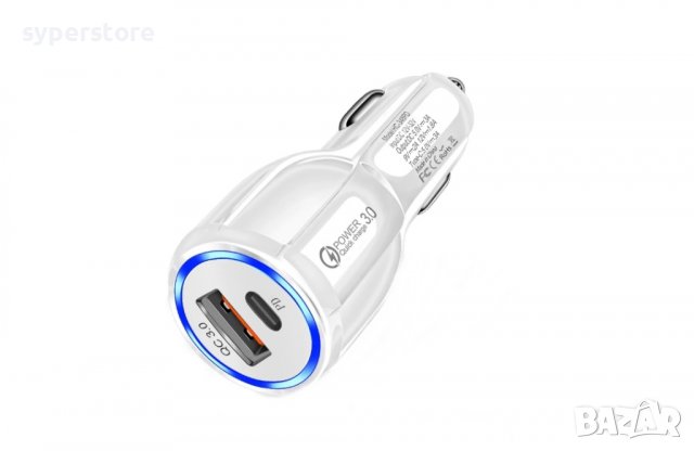 Зарядно 12-32V 2 USB порта USB + Type C, 18W Fast Charge Digital One SP00600 - изход от 5 до 12V и T