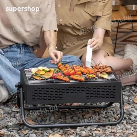 Преносима скара на дървени въглища, сгъваемо барбекю с вентилация, снимка 4 - Барбекюта - 54133801