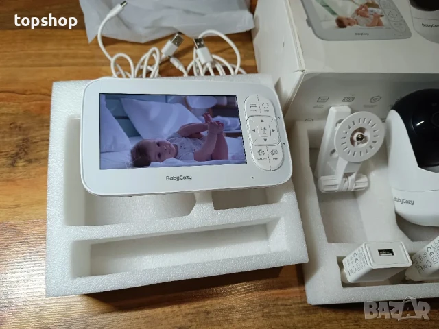 НОВ Babycozy Video Бебефон с камера и аудио 5" 720P дисплей 5000mAh, снимка 7 - Бебефони - 50502576