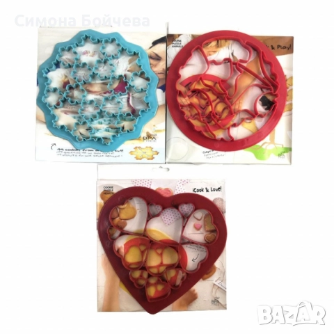 Силиконова форма за сладки и бисквити - сърца, снежинки или животинки