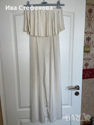 Елегантен нов  бял еластичен парти официален гащеризон ASOS Asos волани къдри , снимка 8 - Гащеризони - 40671699