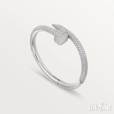 CARTIER Nail Juste un Clou Silver Large Paved Diamonds Гривна Пирон, снимка 9 - Гривни - 52843802