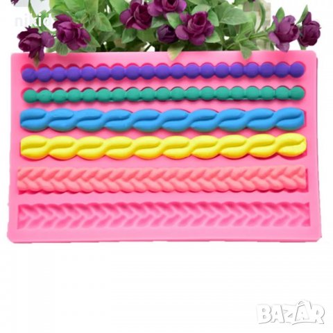 Големи перли въже плетеница от тесто силиконов молд форма за фондан украса торта декорация мъфини, снимка 6 - Форми - 20679701