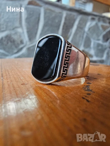Мъжки сребърен пръстен с оникс