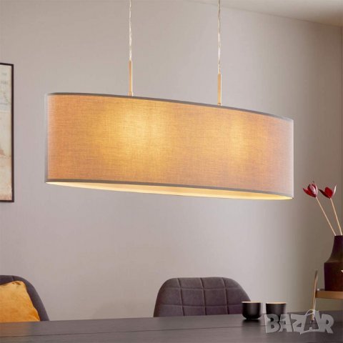 Пендел EGLO Pasteri, текстилен пендел с 2 крушки, овална висяща лампа от стомана и плат, снимка 3 - Лампи за таван - 40199453