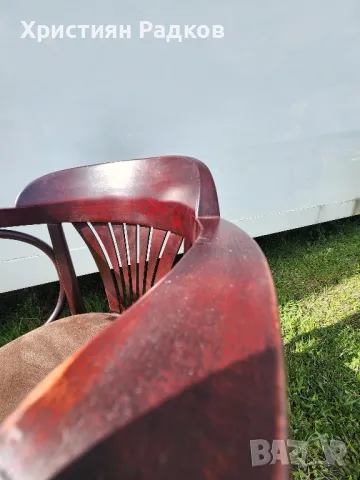 Виенски стол кафява алкантара, снимка 4 - Столове - 49935884