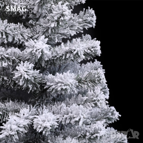 Коледна елха зелена заснежена с дървена основа - 120см_1240559, снимка 2 - Други - 52330057