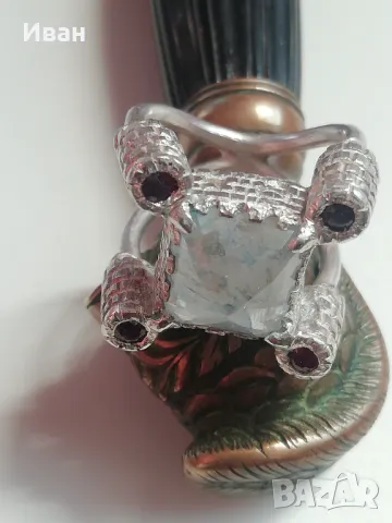 Сребърен пръстен със Сапфир и Рубини , снимка 2 - Пръстени - 45836746