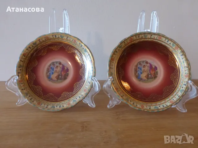 Чешки декоративни порцеланови чинийки 2 бр Трите грации от 30-те г чинии чиния, снимка 11 - Други - 48653222