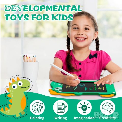 Детска дъска за писане - зелен динозавър, снимка 3 - Образователни игри - 42480335