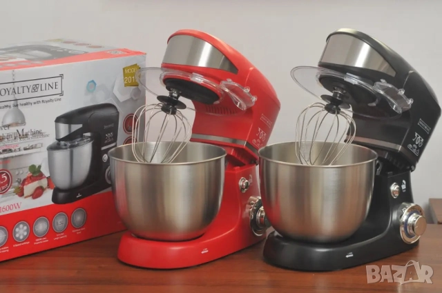 Планетарен миксер с иноксова купа Royalty Line RL-PKM1600, 1600W, 5.5 литра, 3 скорости + Pulse