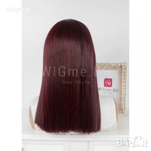 Къса тъмно червена перука с бретон Дона, снимка 4 - Аксесоари за коса - 27788016
