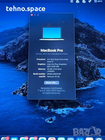 13.3' Core i7 Apple MacBook Pro 2017 TouchBar 16GB RAM/256GB/, снимка 2 - Лаптопи за работа - 53238858