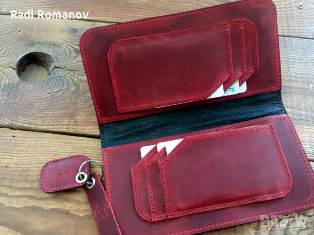 Ръчно изработен дамски кожен портфейл , снимка 4 - Портфейли, портмонета - 51910776