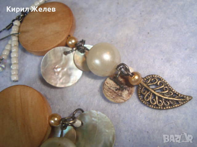 ПЕРЛИ СЕДЕФ МЪНИСТА ЧАЕНО ДЪРВО МЕСИНГ - КРАСИВИ ХЕНД-МЕЙД АРТ ОБЕЦИ 9889, снимка 7 - Обеци - 36524977