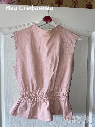 Нов бебешко розов кокетен елегантен кожен топ розова блуза кожена 