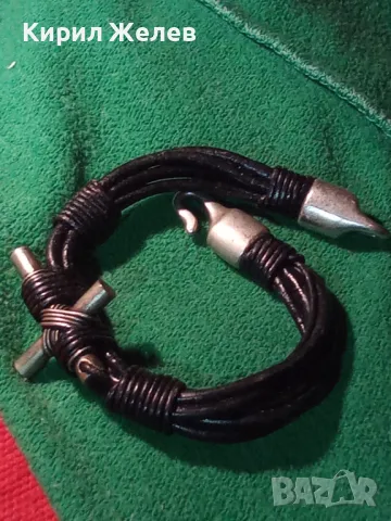 СТИЛНА ВИНТИДЖ КОЖЕНА ГРИВНА с ПОСРЕБРЕН МЕДЕН КРЪСТ РЪЧНА АРТ ИЗРАБОТКА 47214, снимка 15 - Гривни - 47056328