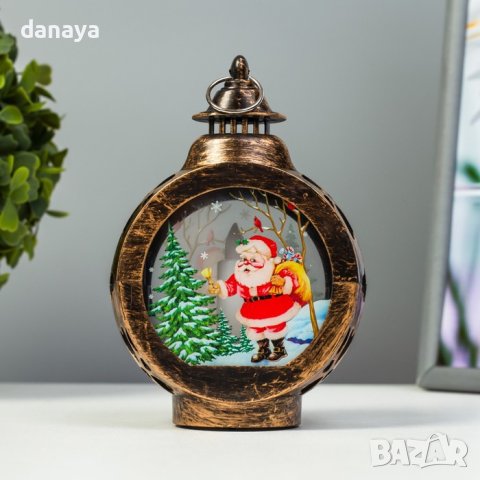 4209 Кръгъл коледен фенер светеща коледна украса, 13 см, снимка 5 - Декорация за дома - 42755381