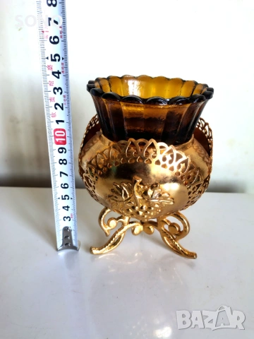 Прекрасен Позлатен Стар Съд, снимка 6 - Антикварни и старинни предмети - 54020169
