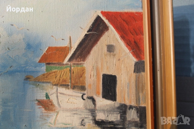 Стара картина масло върху платно 1951 година, снимка 4 - Картини - 53113484