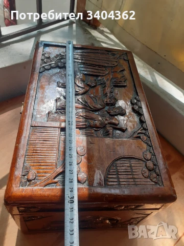 Стара дървена китайска кутия - дърворезба, снимка 11 - Антикварни и старинни предмети - 51132326