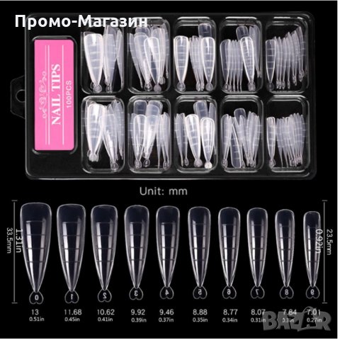 Остри форми за изграждане на поли гел / Polygel - 100бр, снимка 4 - Продукти за маникюр - 32018032