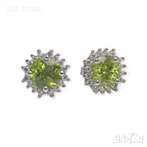 Сребърни обеци от Тайланд с естествен перидот, снимка 3 - Обеци - 51204967