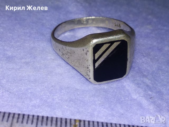 СРЕБЪРЕН РЕТРО ПРЪСТЕН СРЕБРО 925 АНГЛИЯ с ШЛИФОВАН ЧЕРЕН ОНИКС ЮВЕЛИРНА АРТ ДЕКО ИЗРАБОТКА 40629, снимка 13 - Пръстени - 42646468